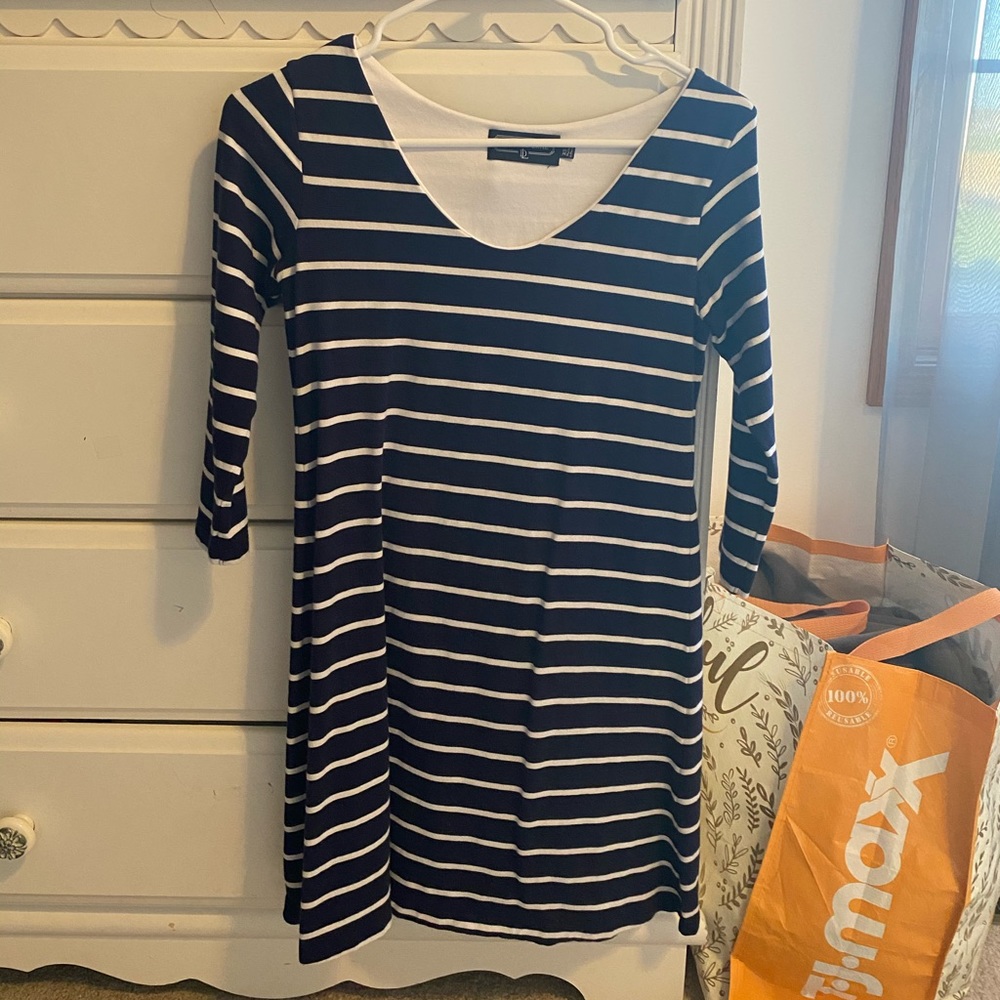 Duffield Lane XS Navy Blue/White Stripe Dress